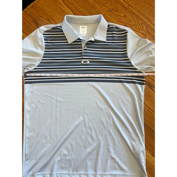 OAKLEY MENS POLO GOLF COLLARED SHORT SLEEVE SHIRT REGULAR FIT SZ M GRAY & BLACK - Picture 9 of 12